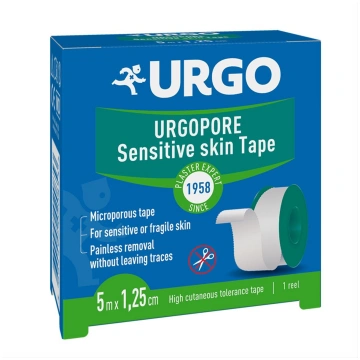 URGO PORE, 1,25 cm x 5 m, celulozes plāksteris uz 