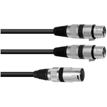 Audio kabelis XLR 3-pin Male uz 2 x XLR 3-pin Fema