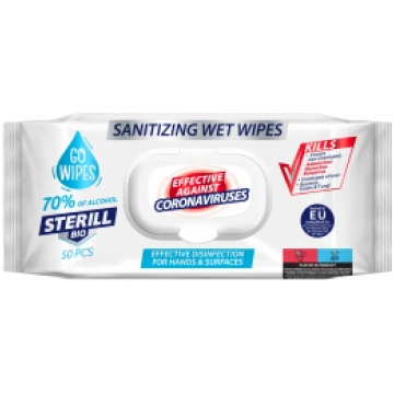 Mitrās salvetes GOWIPES Antibact Steril BIO 50 gab