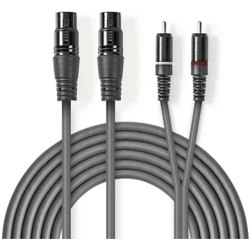 Audio kabelis Nedis COTH15230GY30 3m 2x XLR 2x RCA