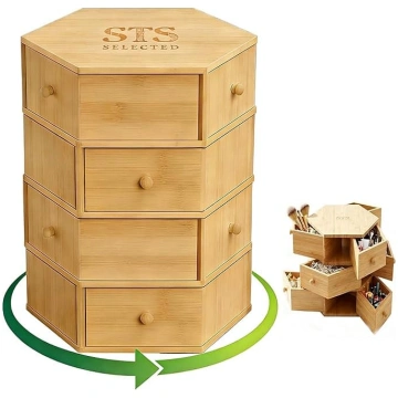 Bambus Schreibtischorganizer, 360° drehbarer Aufbe