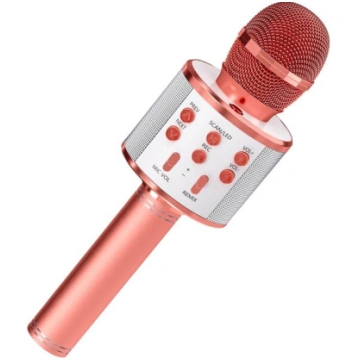 Karaoke mikrofons ar iebūvētu skaļruni, rozā Fanta