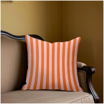 Bold Orange & Pink Stripes square Jacquard Pillow 