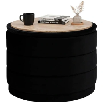 Bonlife Round Ottoman with Lid, Folding Footrest w
