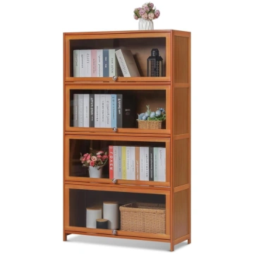 Magshion Bamboo Display Cabinet Bookcase 4 Tier Cl