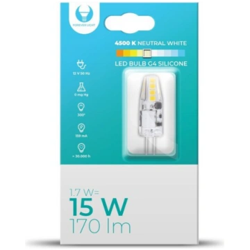 LED spuldze G4 Silikons 1.7W 12V 4500K 170lm "Fore