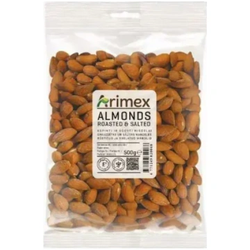 Mandeles grauzdētas, sālītas 500g, ARIMEX