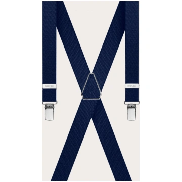 Unisex thin X-form navy blue suspenders Brucle