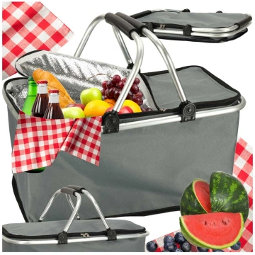 Saliekams termiskais piknika grozs, 25L, pelēks - 
