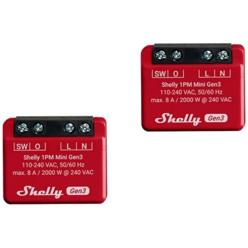 Shelly 1PM Mini Gen3 Set of 2 Controllers, WiFi/Bl
