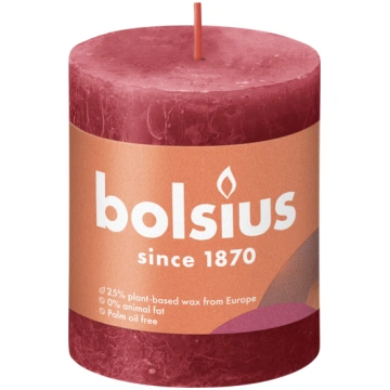 Svece, cilindriskas Bolsius Rustic, 35 h, Sarkana 