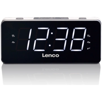 Lenco radio pulkstenis, ar lielu displeju, balts, 