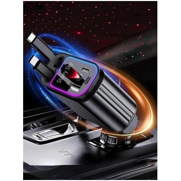 ALIANSHENG 4 in 1 izvelkamais auto lādētājs ar zva