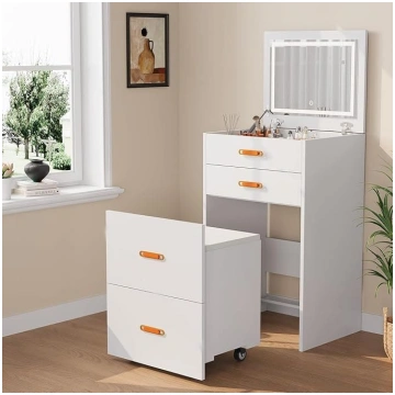Dressing Table with Mirror and Stool, 3-in-1 Small