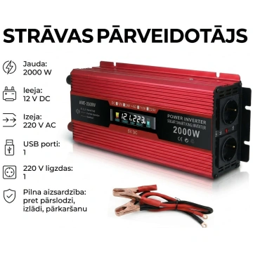 Strāvas pārveidotājs (12v-220v) 2000w, inverters ,