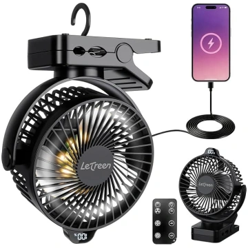Kempinga ventilators 15000 mAh, klusais mini USB v