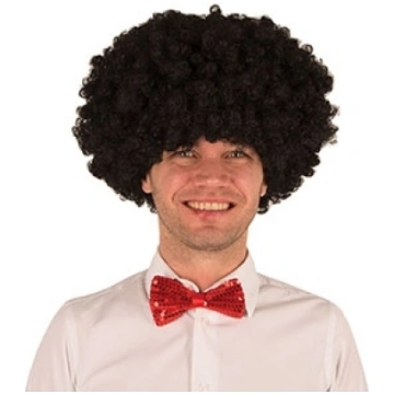 Afro (disco) cirtaina parūka, melna ekstra liela
