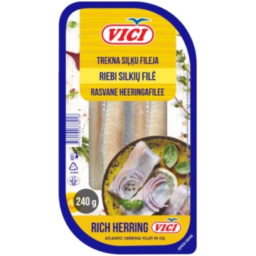 Treknā siļķes fileja eļļā Viči 240g/190g VIČI
