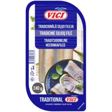 Siļķu fileja VIČI TRADICIONĀLĀ eļļā 240g