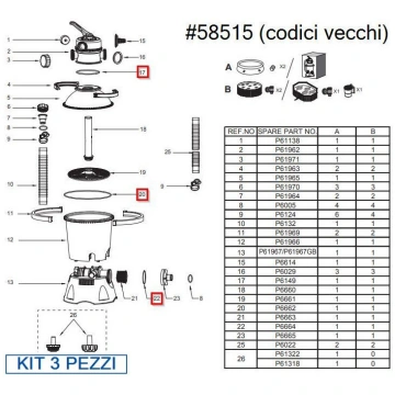 BESTWAY Kit 3 pezzi Guarnizioni per il filtro 5851
