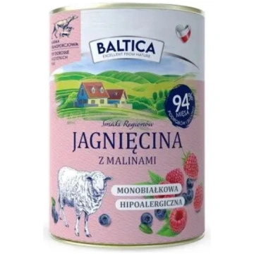 Mitrā suņu barība BALTICA jērs ar avenes 400 g — p