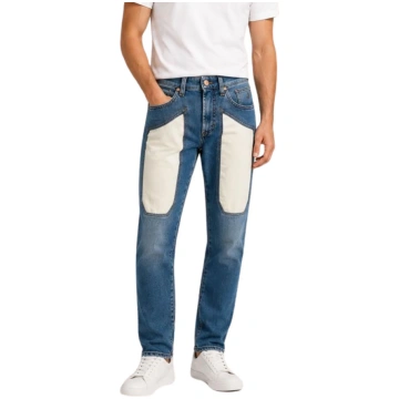 Jeckerson-Jeans con toppa in alcantara-Denim