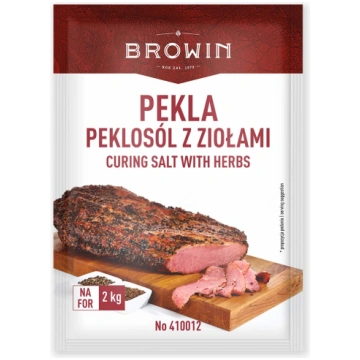 Pekla: sāls (peklosol) ar garšaugiem desu un gaļas