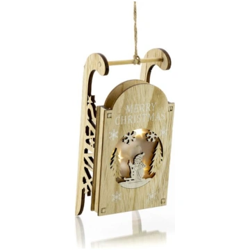 Decorazione in legno con incisione e LED 20 x 9 x 