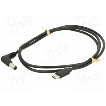 Cable; USB C plug,DC 5,5/2,1 plug; angled; black; 