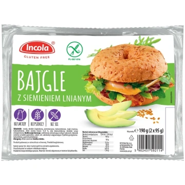 Incola bezglutēna beigeļi ar linsēklām, 2x95 g