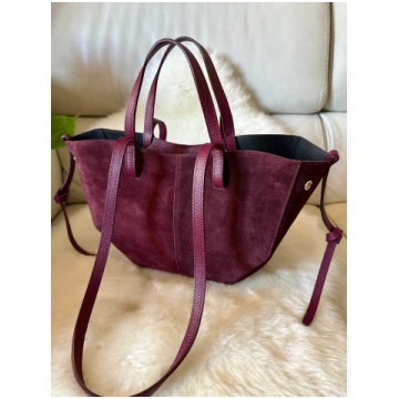 DAPHNE suede - tote bag - Borgogna