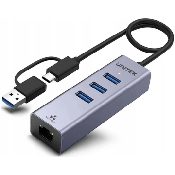 Unitek hub USB C 4w1 Ethernet 3xUSB 5 Gbps z adapt