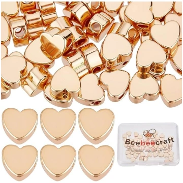 Beebeecraft 50 gabali/kastīte Sirds krelles 18K ze