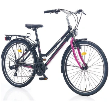 Pilsētas velosipēds Corelli 24", melns/rozā