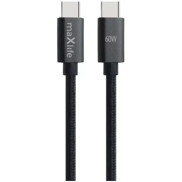 Maxlife MXUC-12 cable USB-C - USB-C 2,0 m 60W blac