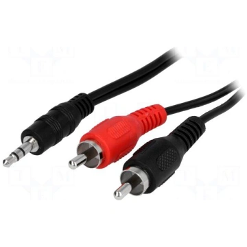 Cable | Jack 3.5mm plug,RCA plug x2 | 0.2m | black