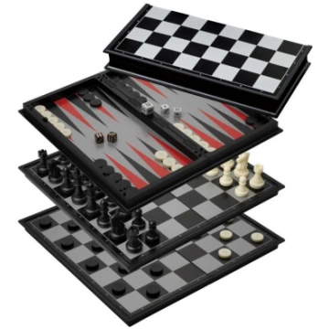 Philos Chess Backgammon Checkers Set, plastic, fie