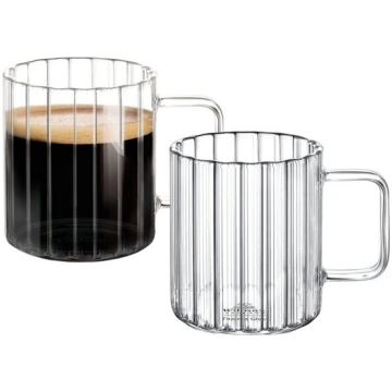 Rievota stikla kafijas krūze 150ml 2 gab Wilmax