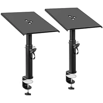 2 Pack Desktop Clamp skaļruņu statīvi ar regulējam