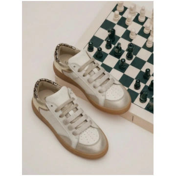 Sneakers in pelle con inserti glitter e dettaglio 
