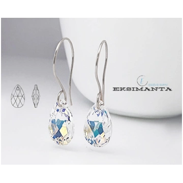 AUSKARI AR SWAROVSKI KRISTĀLIEM SUDRABA Eksimanta.