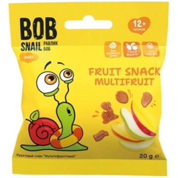 Dažādu augļu uzkoda BOB SNAIL, 20g 450-27784