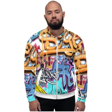 Unisex Bomber Jacket Graffiti Style