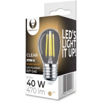 E27 4w led filament spuldze caurspīdīga