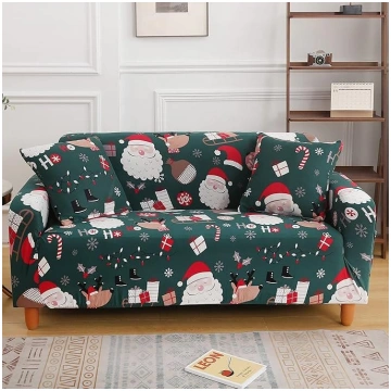 Christmas Sofa Cover Slipcover Soft Polyester Sant