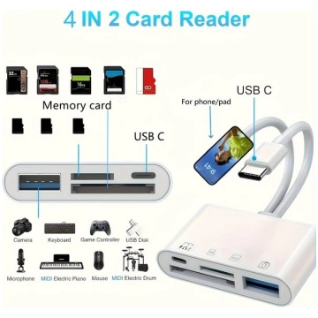 AiiTdia 4-in-2 Atmiņas Karšu Lasītājs Adapteris iP