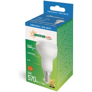 Spuldze Spectrum LED, R50, 6000 °K, E14, 6 W, 485 