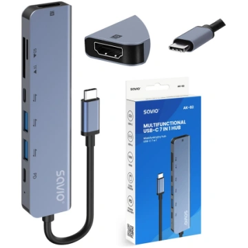 Savio AK-82 interface hub USB Type-C 5000 Mbit/s B