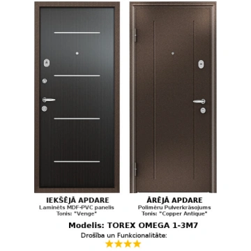 Metāla Durvis (ārdurvis) Torex Omega ar MDF apdare