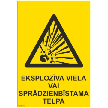 Zīme Eksplozīva viela vai sprādzienbīstama telpa U